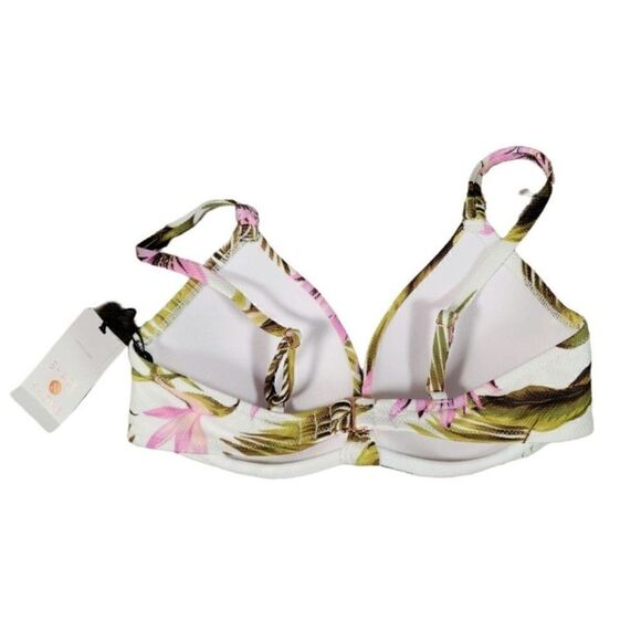 Shade & Shore Lightly Textured Tropical Print Bikini Top Sz 34A - Picture 3 of 7